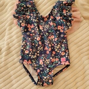 Ruffle Butts Navy Floral Swimsuit